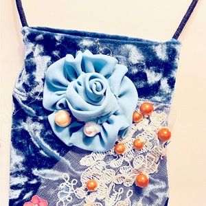 Crashed velvet recycled phone purse, cocktail,shoulder ,Medicine ,crystal ,bag